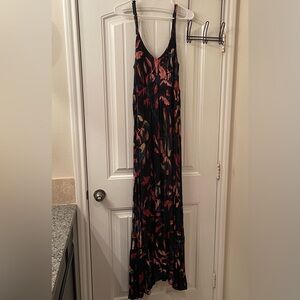 Torrid Super Soft Knits Womens 14 Black Multicolor Floral Leaves Maxi Dress Tall